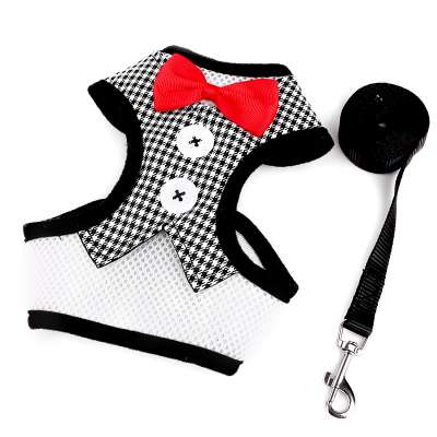 Dog tie evening dress chest back set vest net cloth chest back dog rope chain